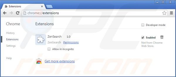 Suppression des extensions de zensearch.com dans Google Chrome 