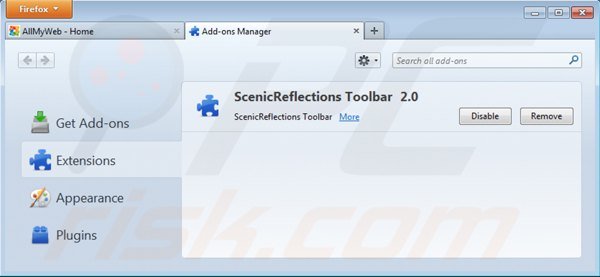 Suppression des extensions reliées à allmyweb.com dans Mozilla Firefox 