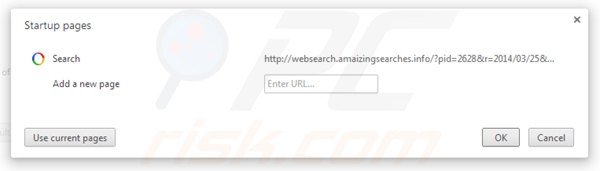 Suppression de la page d'accueil de websearch.amaizingsearches.info dans Google Chrome