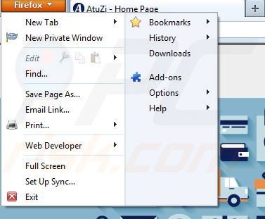Suppression d'AtuZi dans Mozilla Firefox étape 1