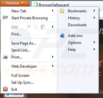 Suppression de browsersafeguard dans Mozilla Firefox étape 1