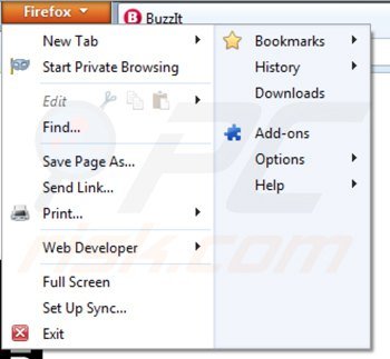 Suppression de buzz-it dans Mozilla Firefox étape 1