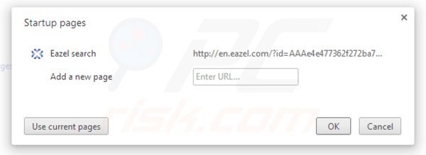 Suppression de la page d'accueil d'eazel.com dans Google Chrome