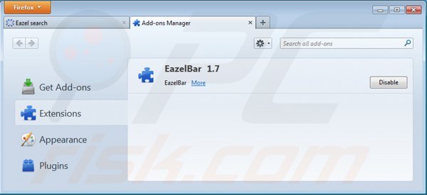 Suppression des extensions de la barre d'outils dans Mozilla Firefox 