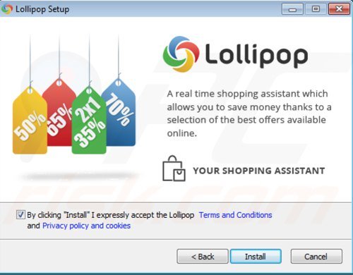 Installateur du logiciel de publicité lollipop 