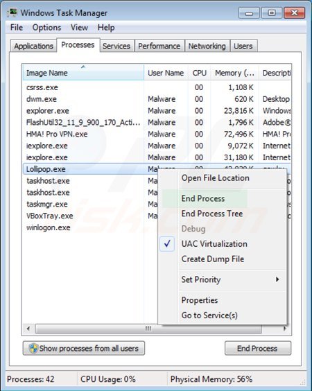 Tuer le processus de lollipop 