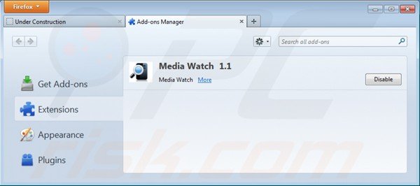 Suppression d'ads par media watch dans Mozilla Firefox étape 2