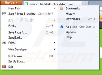 Suppression des publicités Removing onlinebrowseradvertising dans Mozilla Firefox étape 1