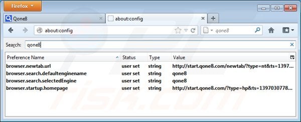 Suppression du moteur de recheche par défaut de start.qone8.com dans Mozilla Firefox 