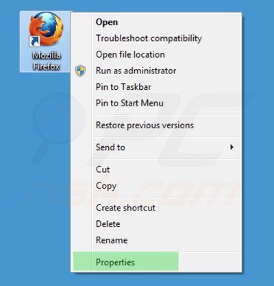 Suppression du raccourci cible de start.qone8.com dans Mozilla Firefox étape 1