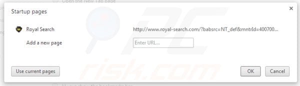 Suppression de la page d'ccueil de royal-search.com dans Google Chrome 