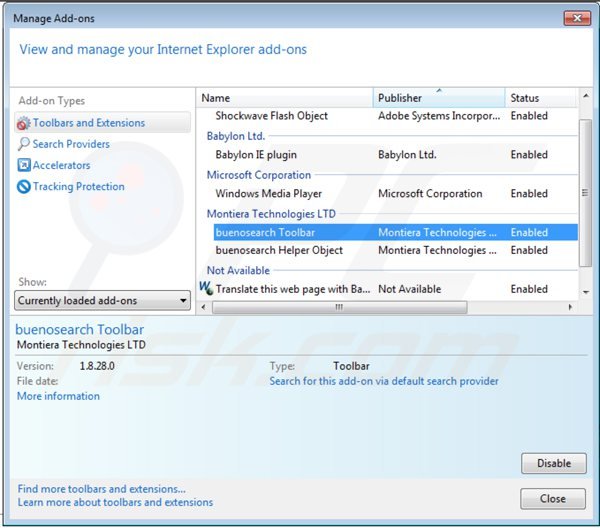 Suppression des extensions de la barre d'outils royal-search dans Internet explorer 