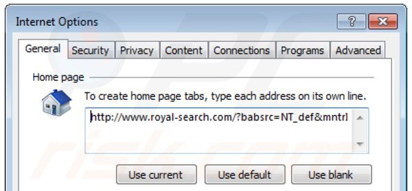 Suppression de la page d'accueil de royal-search.com dans Internet Explorer 