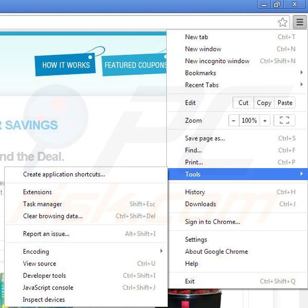 Suppression de RR Savings dans Google Chrome étape 1