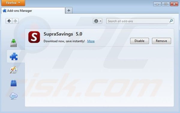 Suppression de RR Savings dans Mozilla Firefox étape 2
