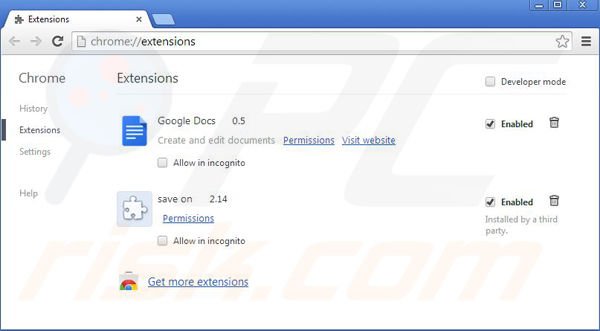 Suppression de Save On dans Google Chrome étape 2