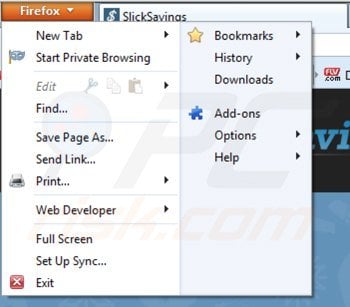 Suppression de slick savings dans Mozilla Firefox étape 1