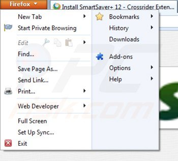 Suppression de smartsaver dans Mozilla Firefox étape 1