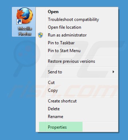 Suppression du raccourci cible de v9.com dans Mozilla Firefox étape 1