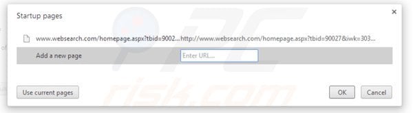 Suppression de la page d'accueil de websearch.com dans Google Chrome
