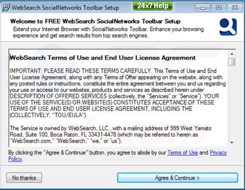 Installateur de la barre d'outils websearch