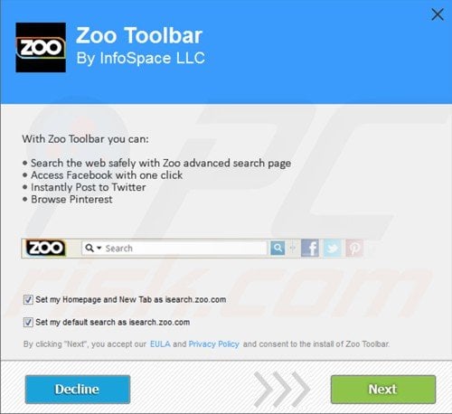 installateur de la barre d'outils zoo
