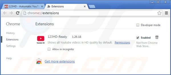 Suppression de 123hd-ready dans Google Chrome étape 2