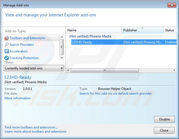 Suppression de  123hd-ready dans Internet Explorer étape 2