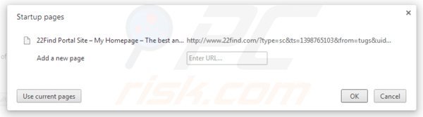 Suppression de la page d'accueil de 22find.com dans Google Chrome 