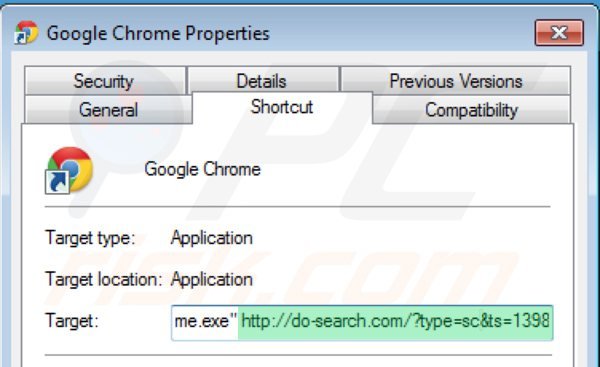 Suppression du raccourci cible de 22find.com dans Google Chrome étape 2