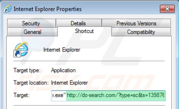 Suppression du raccourci cible de 22find.com dans Internet Explorer étape 2