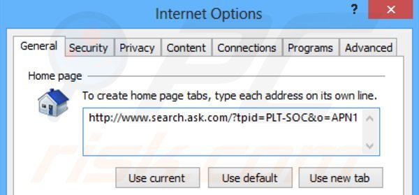 Suppression de la page d'accueil de la barre d'outils ask social dans Internet Explorer 