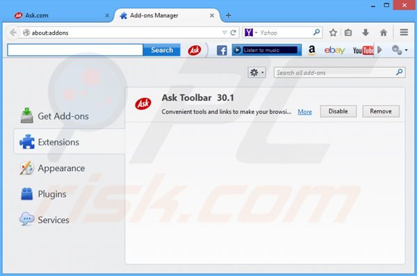 Suppression des rextensions reliées à ask-tb.com dans Mozilla Firefox 