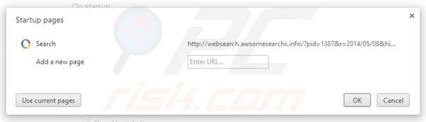 Suppression de la page d'accueil de websearch.awsomesearchs.info dans Google Chrome 
