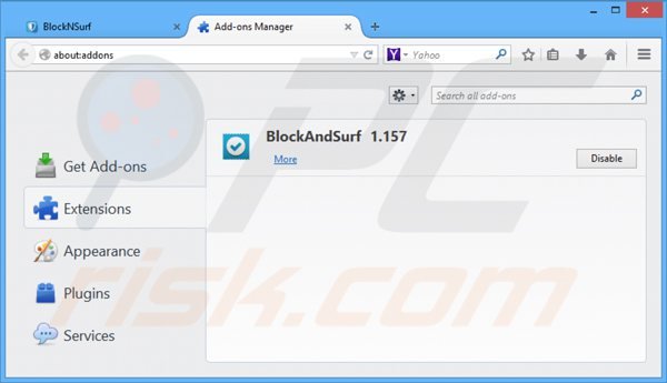 Suppression de block and surf dans Mozilla Firefox étape 2