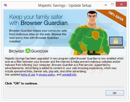 Installateur du logiciel de publcité browser guardian 