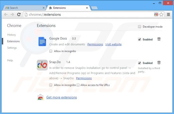 Suppression des extensions reliées à browse-search.com dans Google Chrome 