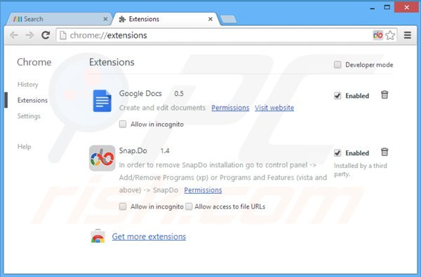 Suppression des extensions reliées à browse-search.com dans Google Chrome 