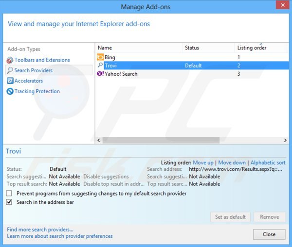 Suppression du moteur de recherche par défaut du pirate de navigateur client connect ltd dans Internet Explorer 