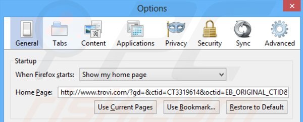 Suppression de la page d'accueil du pirate de navigateur client connect ltd dans Mozilla Firefox 
