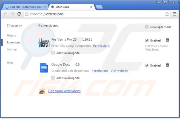 Suppression des publicités cliphd dans Google Chrome étape 2