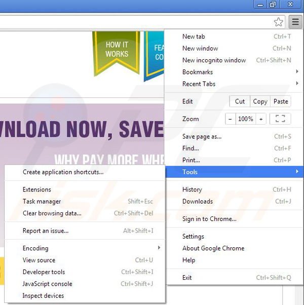 Suppression de Coupon Downloader dans Google Chrome étape 1