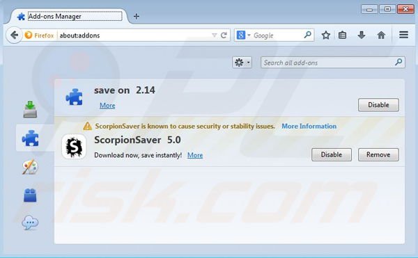 Suppression de Coupon Downloader dans Mozilla Firefox étape 2