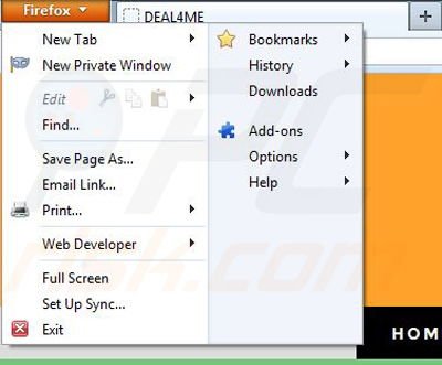 Suppression de Deal4me dans Mozilla Firefox étape 1