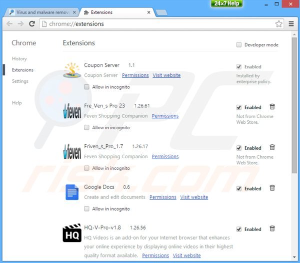 Suppression des publicités deal finder dans Google Chrome étape 2