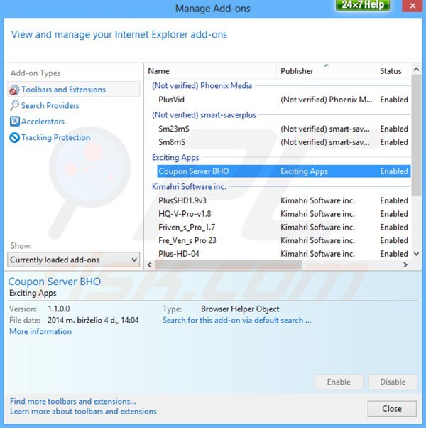 Suppression des publicités deal finder dans Internet Explorer étape 2