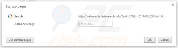 Suppression de la page d'accueil de websearch.fastosearch.info dans Google Chrome