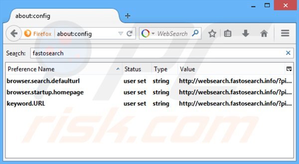 Suppression du moteur de recherche par défaut de websearch.fastosearch.info dans Mozilla Firefox 