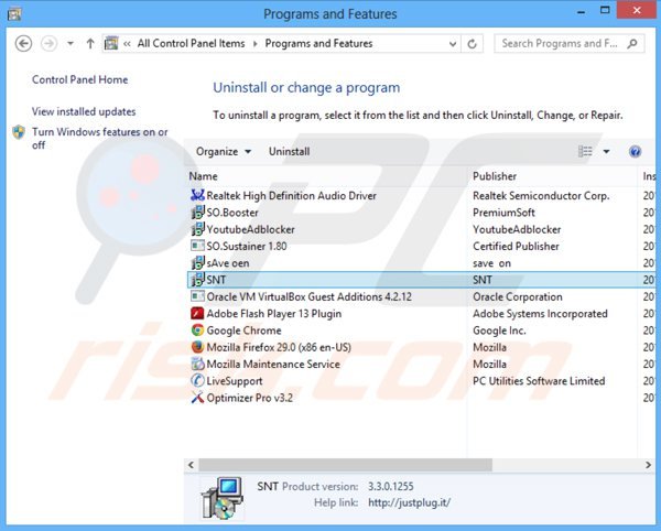 Désinstallation du pirate de navigateur websearch.fastosearch.info via le Panneau de Configuration 