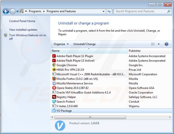 désinstallation d'interyield  via le Panneau de Configuration